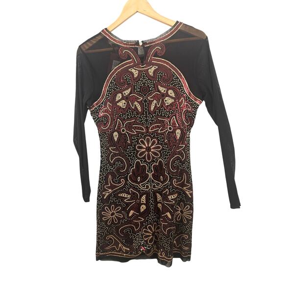 NWT Chelsea & Violet Black Sequin Mesh Sheath Dress Women’s Large Party Cocktail - Picture 2 of 12